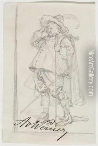 Figure Of A Portly Cavalier Oil Painting - Anton Alexander von Werner
