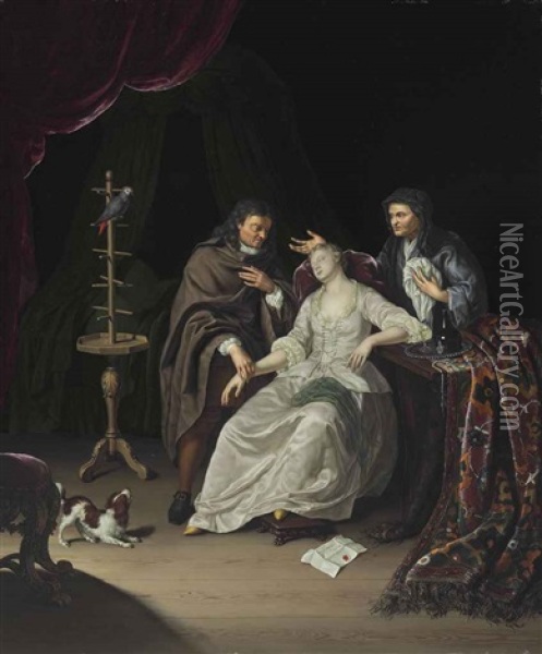 The Doctor's Visit Oil Painting - Frans van Mieris the Younger