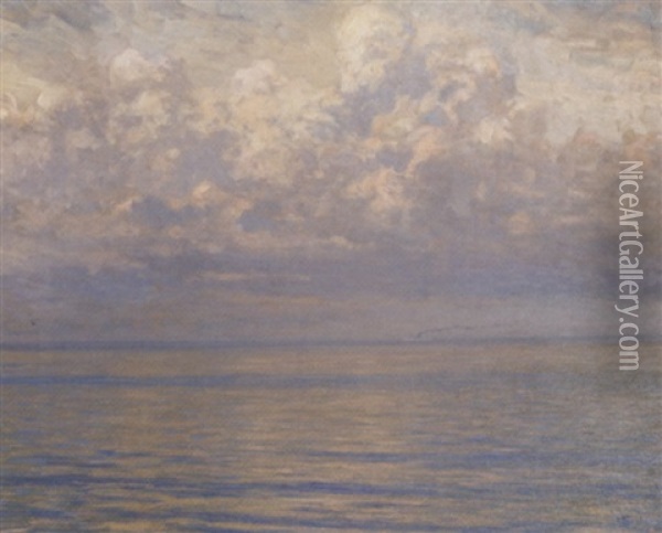 Marina, Dusk On A Calm Sea Oil Painting - Giorgio Belloni