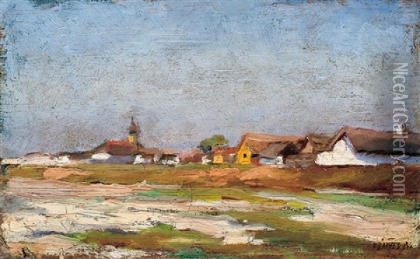 View Of Kecskemet Oil Painting - Adolf Fenyes