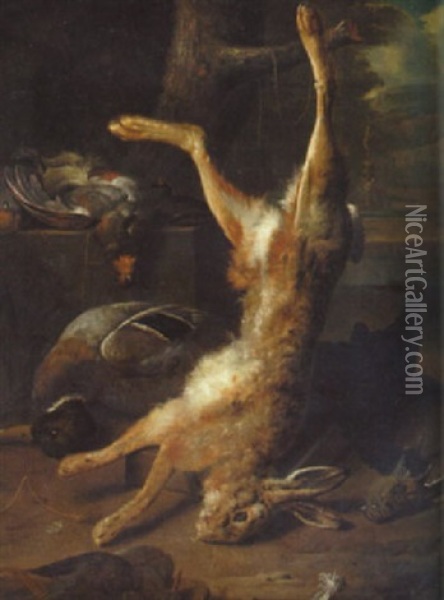 Stilleben Med Hare Och Faglar Oil Painting - Charles Collins