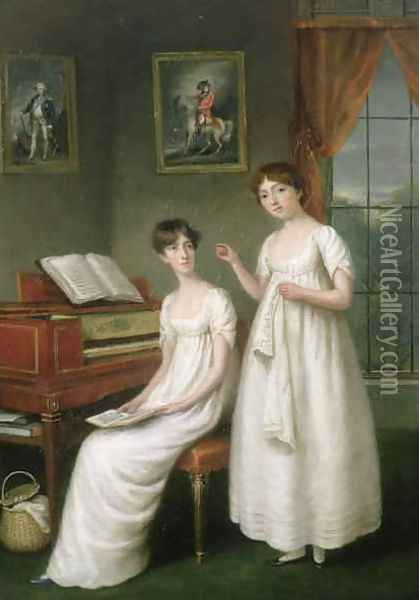 Portrait of the Irwin Sisters Oil Painting - Robert Home