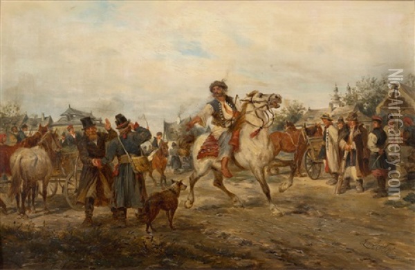 Targ Na Starym Kleparzu Oil Painting - Ludwig Gedlek