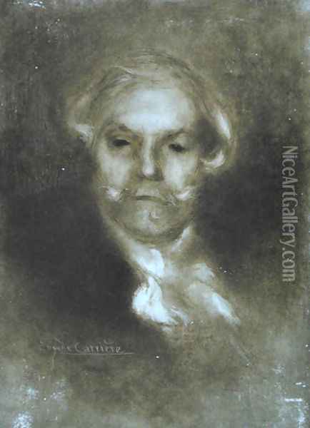 Portrait of Edmond de Goncourt (1822-96) Oil Painting - Eugene Carriere