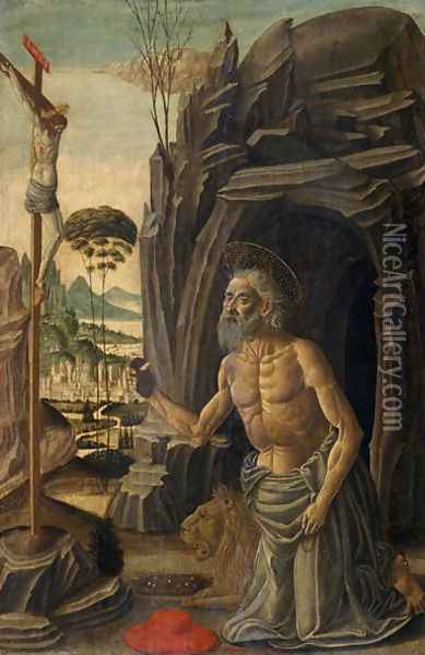 St. Jerome as a Penitent, c.1590 Oil Painting - Jacopo Del Sellaio