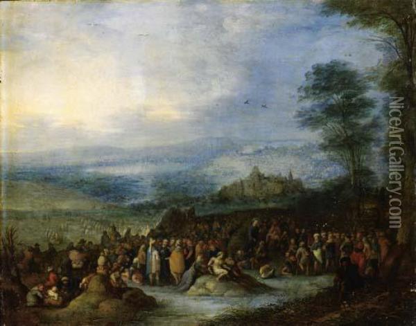 Christ Preaching To The Multitude Oil Painting - Joseph van Bredael