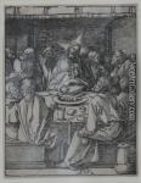 The Last Supper, From The Small Passion Oil Painting - Albrecht Durer
