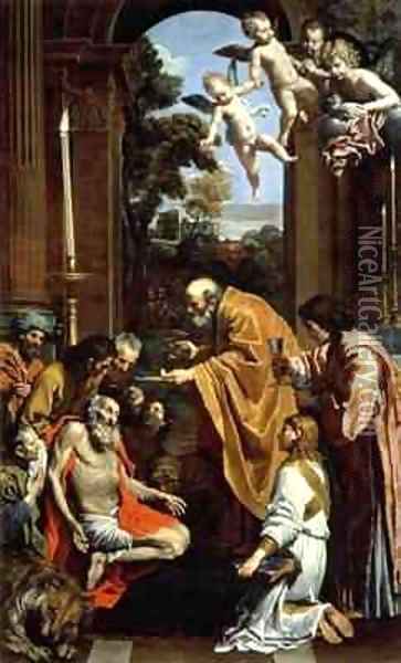 The Last Sacrament of St Jerome Oil Painting - Domenico Zampieri (Domenichino)