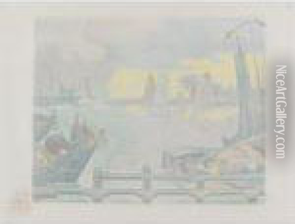 Les Bateaux A Flessingue (kornfeld/wick 12) Oil Painting - Paul Signac
