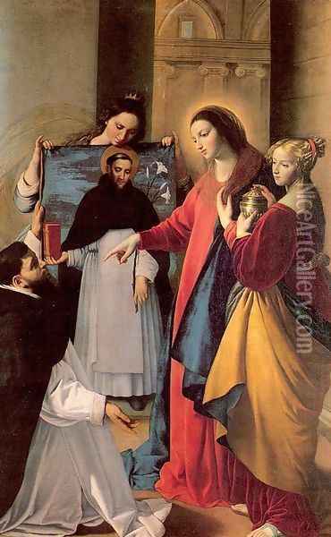 The Virgin Appears to a Dominican Monk in Seriano Oil Painting - Fray Juan Bautista Maino