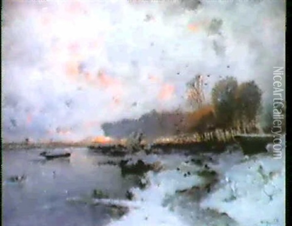 Winterliche Kustenlandschaft Oil Painting - Wilhelm von Gegerfelt