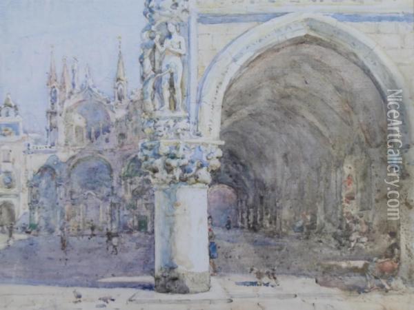 Un Coin Du Palais Ducal, Venezia Oil Painting - Lionel Townsend Crawshaw