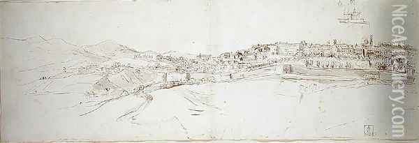 View of Urbino from the colle di San Donato Oil Painting - Caspar Andriaans Van Wittel