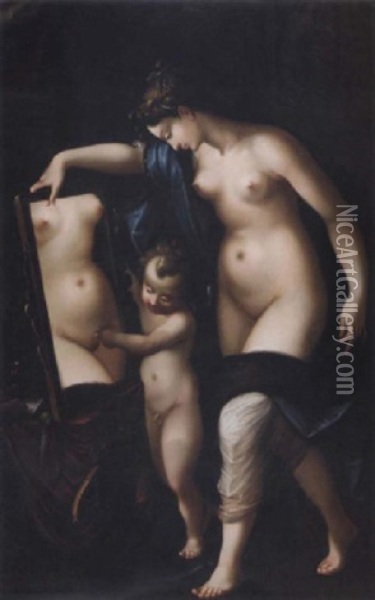 Venus Och Amor Oil Painting - Alexander Laureus