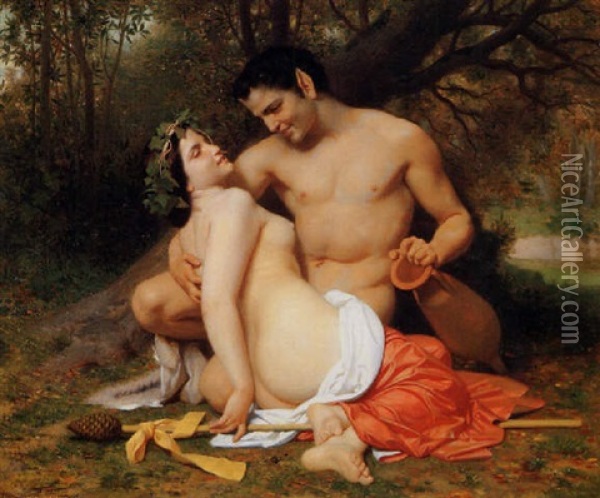 Faun And Baccante Oil Painting - William-Adolphe Bouguereau