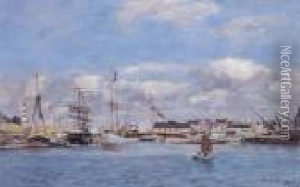 Deauville, Le Bassin Oil Painting - Eugene Boudin