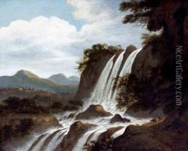 Landschaft Mit Wasserfall Oil Painting - Jacob Salomonsz. Ruysdael