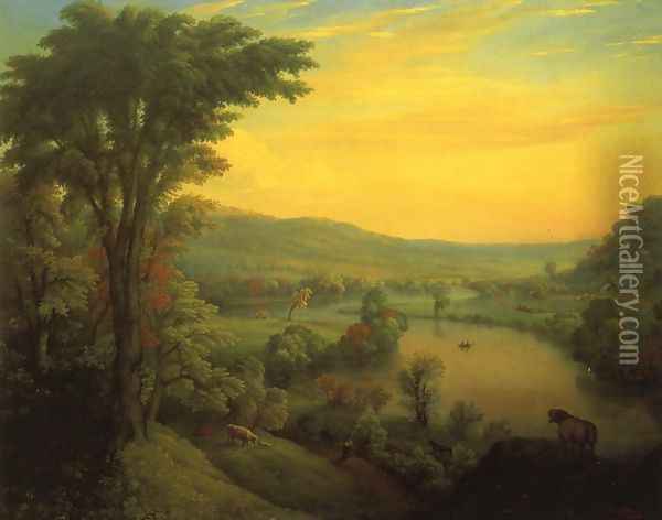 View of the Mohawk near Little Falls Oil Painting - Manneville (Elihu Dearing) Brown