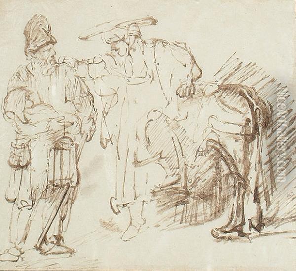 A Study Of Figures Oil Painting - Rembrandt Van Rijn