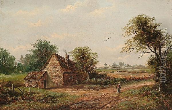 A Figure On A Country Lane Oil Painting - Joseph Thors
