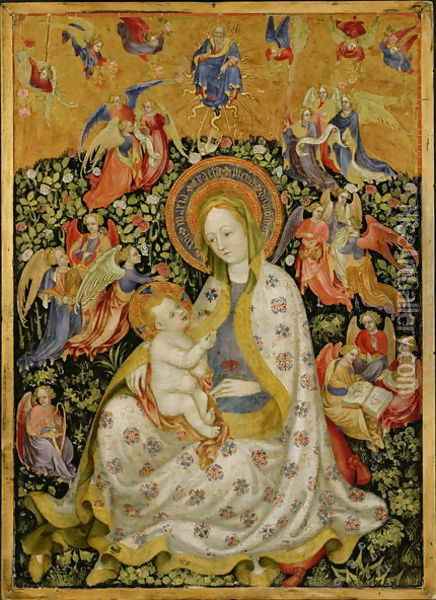 The Virgin and Child with Angels, c.1430 Oil Painting - Stephano da Verona