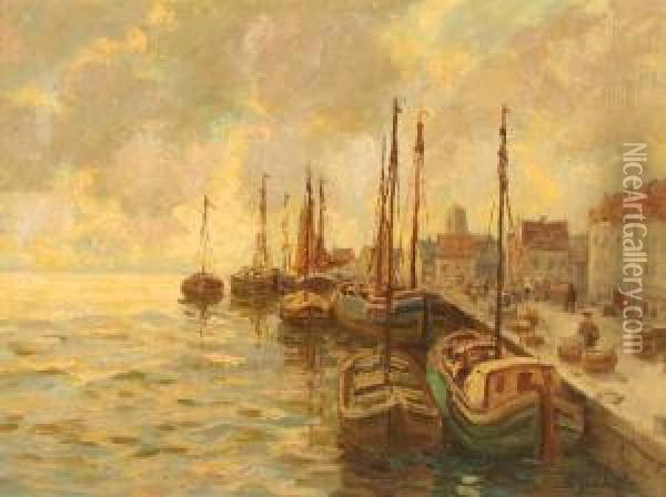 Niederlandische Hafenansicht Oil Painting - Josef Dederichs