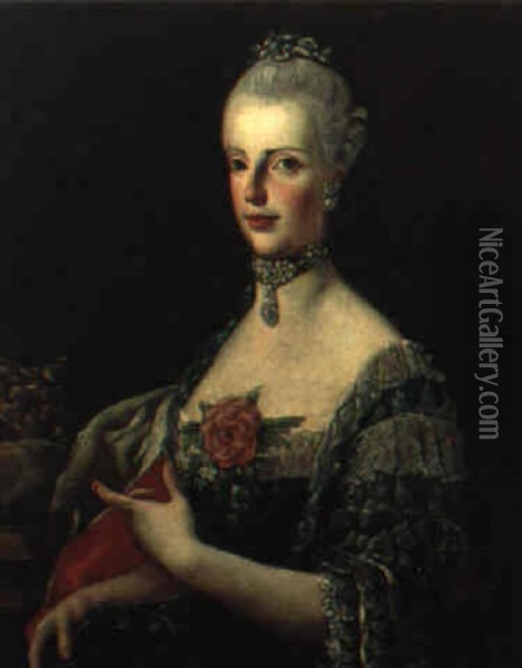 Ritratto Di Maria Carolina Di Borbone, Regina Di Napoli, Con La Corona Oil Painting - Francesco Liani