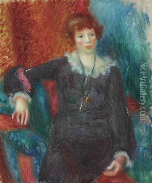 Woman With Watch Oil Painting - William Glackens