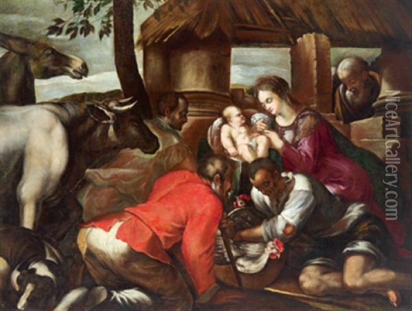 Die Anbetung Der Konige Oil Painting - Jacopo dal Ponte Bassano