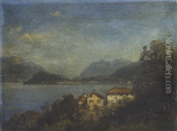 Gebirgsee (der Comer See Bei Bellaggio?) Oil Painting - Heinrich Deiters