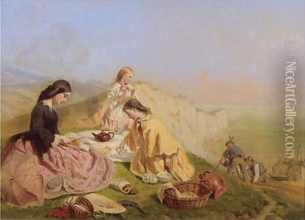 Picnic On The Cliffs Oil Painting - George Elgar Hicks