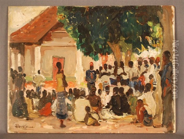 Le Conseil Du Village Oil Painting - Fernand Allard L'Olivier