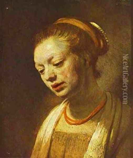 Portrait Of A Young Girl 1645 Oil Painting - Harmenszoon van Rijn Rembrandt