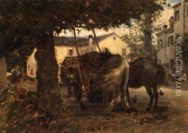 Cavalli A Riposo Oil Painting - Luigi Nono