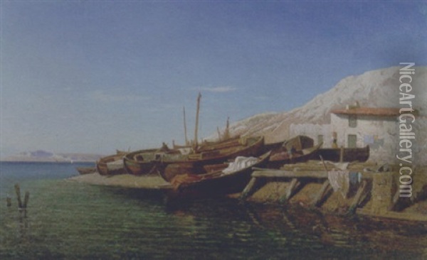 Barche In Secco Nell'isola Oil Painting - Alessandro la Volpe