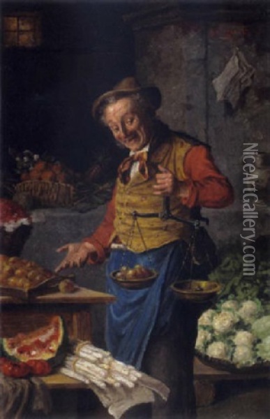 Der Gemusehandler Oil Painting - Hermann Kern