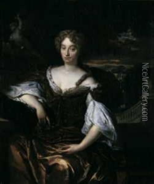 Einer Aristokratischen Dame Vor Landschaftlichem Hintergrund Oil Painting - Karel De Moor