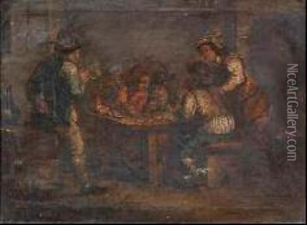 Interni Di Locanda Con Giocatori Di Carte Oil Painting - David The Younger Teniers