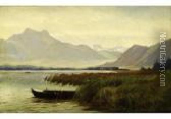 Fischerboot Am Chiemsee Oil Painting - Anders Anderson-Lundby