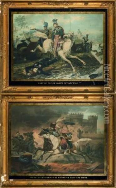 D'apres, Paire De Gravures :combat De Hussards Oil Painting - Carle Vernet