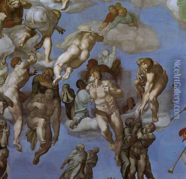 The Last Judgement [detail: 3] (or After restoration) Oil Painting - Michelangelo Buonarroti