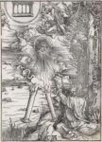 St . John Devouring The Book Oil Painting - Albrecht Durer