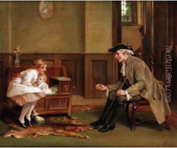 Making Friends Oil Painting - Alfred Walter Bayes