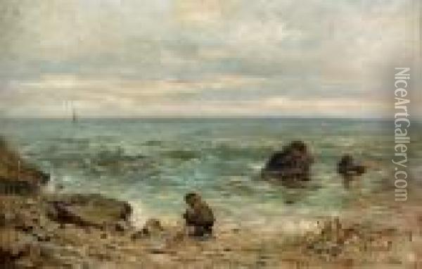 Kustenpartie Am Mittelmeer. Oil Painting - Adolphe Appian