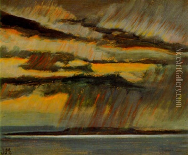 Storm Over Sunset, Giant's Tomb Island Oil Painting - James Edward Hervey MacDonald