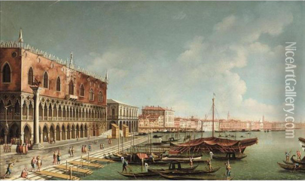 Venice, A View Of The Riva Degli Schiavoni, Looking East Oil Painting - (Giovanni Antonio Canal) Canaletto