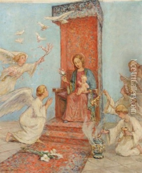 Vierge A L'enfant Oil Painting - Georges Jules Ernest Binet