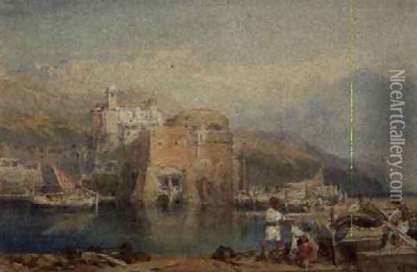 Sicilian Harbour Scene Oil Painting - William Leighton Leitch