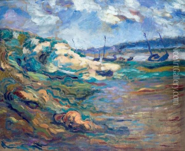 Marine Bateaux A L'echouage Oil Painting - Roderic O'Conor
