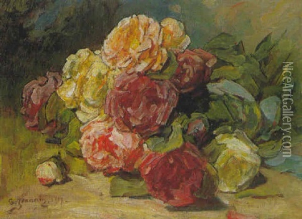 Fleurs Oil Painting - Georges Jeannin